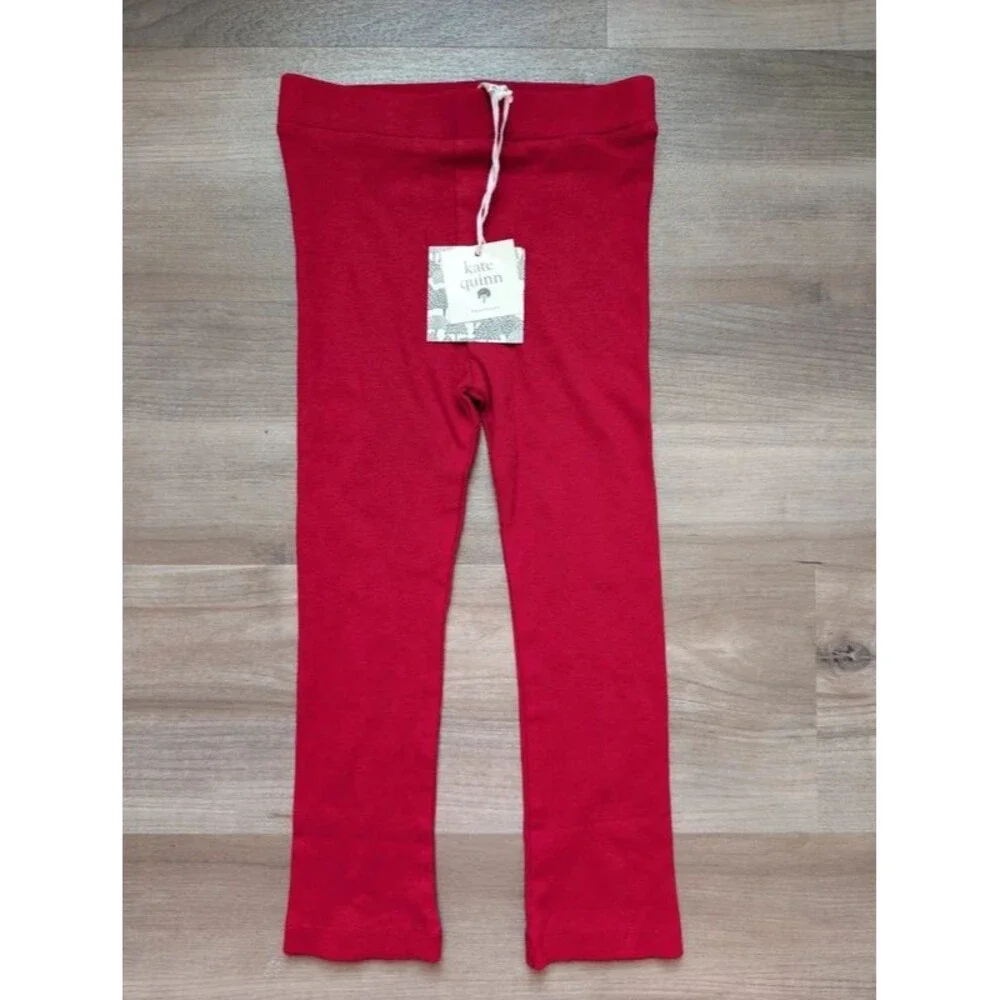 NWT Kate Quinn Red Ribbed Leggings, 4T (U1)